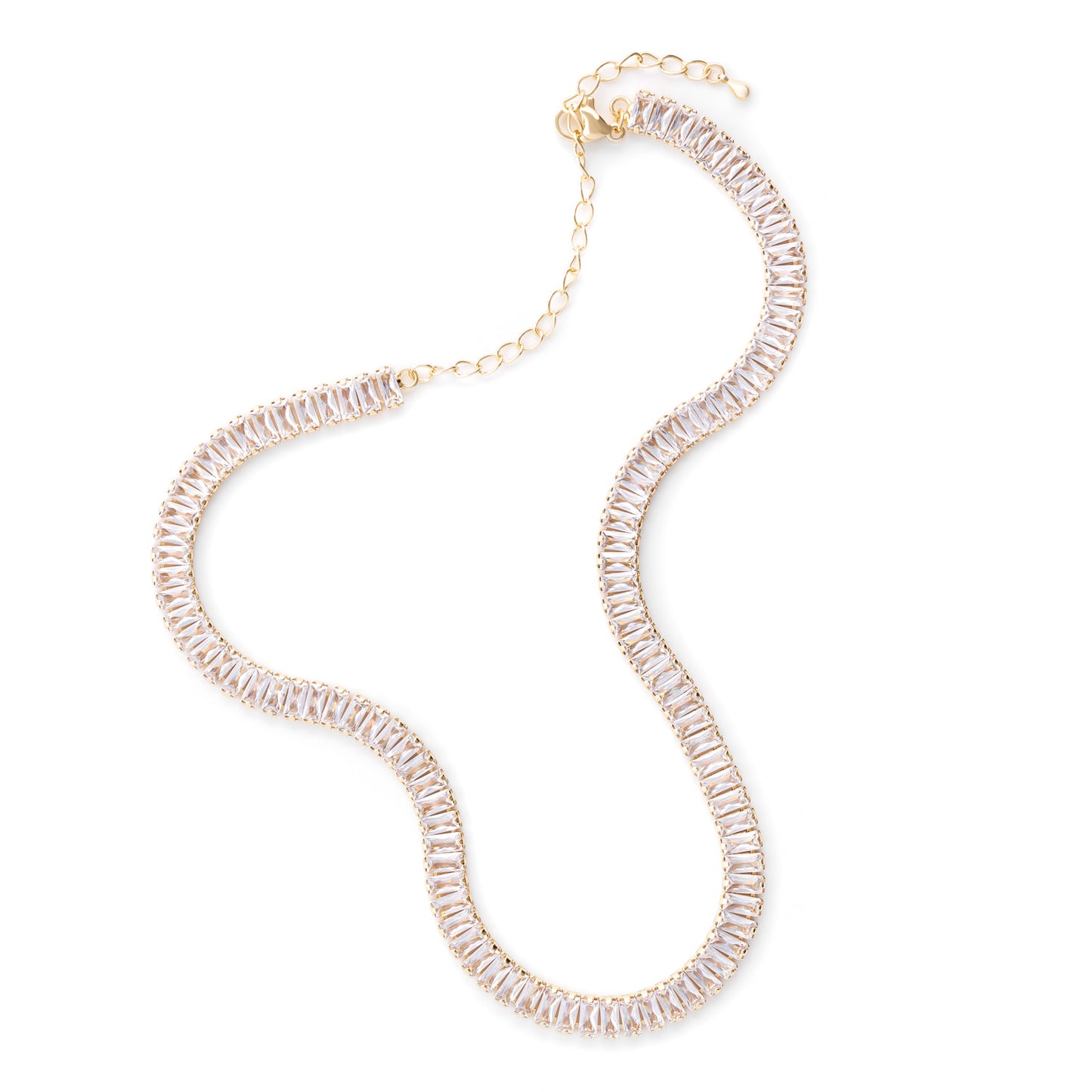 Baguette Tennis Necklace - Clear