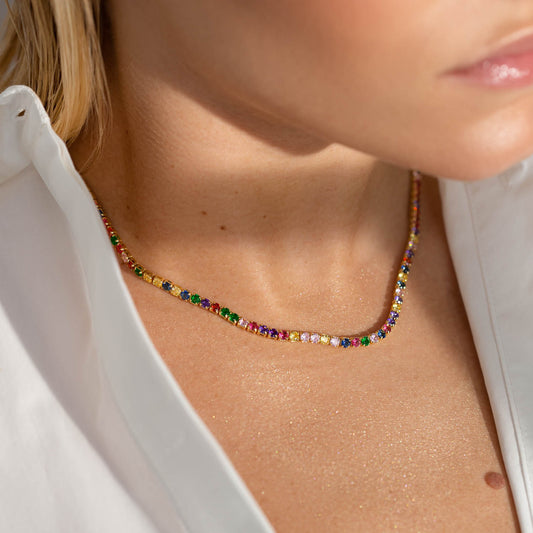 Baguette Tennis Necklace - Multicolor 1