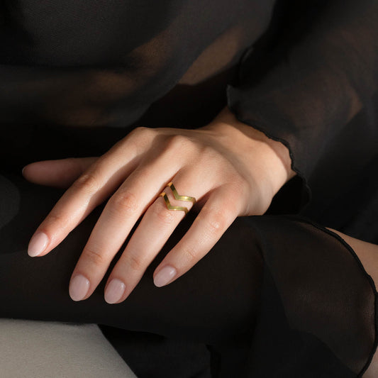 Double Chevron Ring Gold