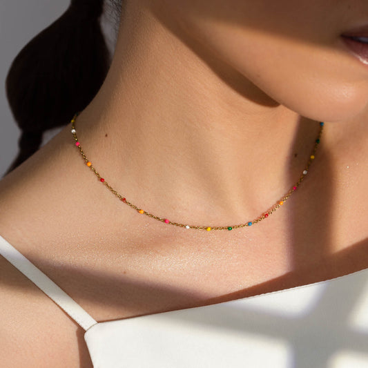 Enamel Link Necklace - Multicolor 1