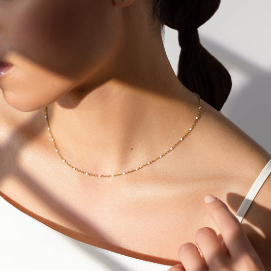 Enamel Link Necklace - White 1