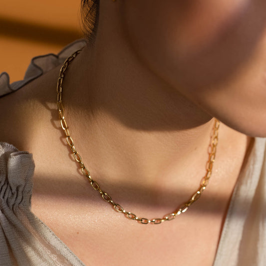 Gold Cable Chain Necklace 1