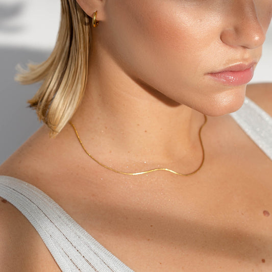 Gold Dainty Box Chain Necklace 1
