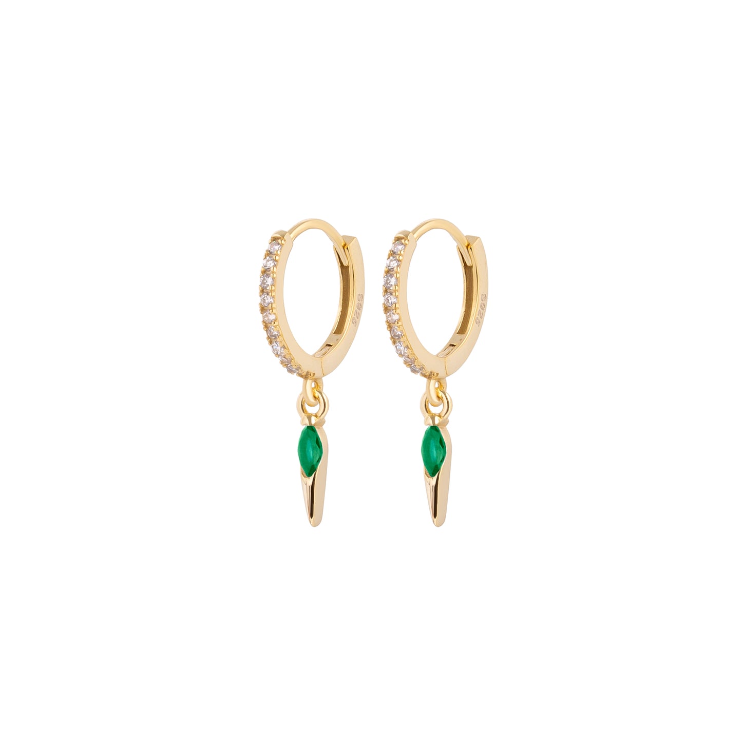 Icicle Hoop Earrings - Emerald