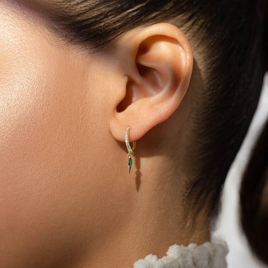 Icicle Hoop Earrings - Emerald 1
