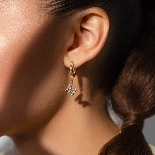 Monogram Huggie Earrings Gold