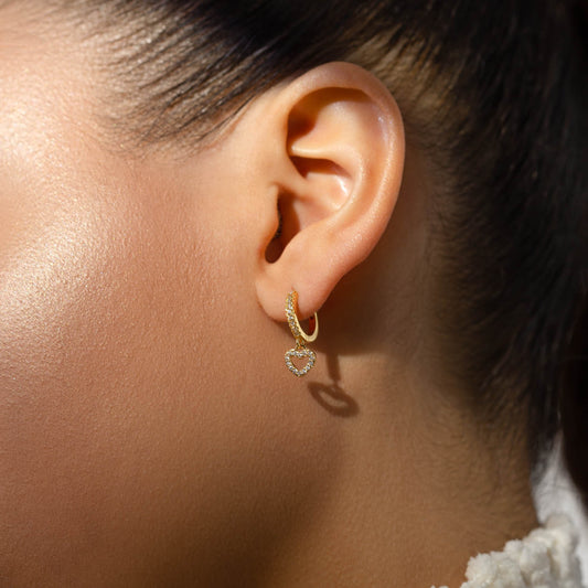 Pave Heart Huggie Earrings 1