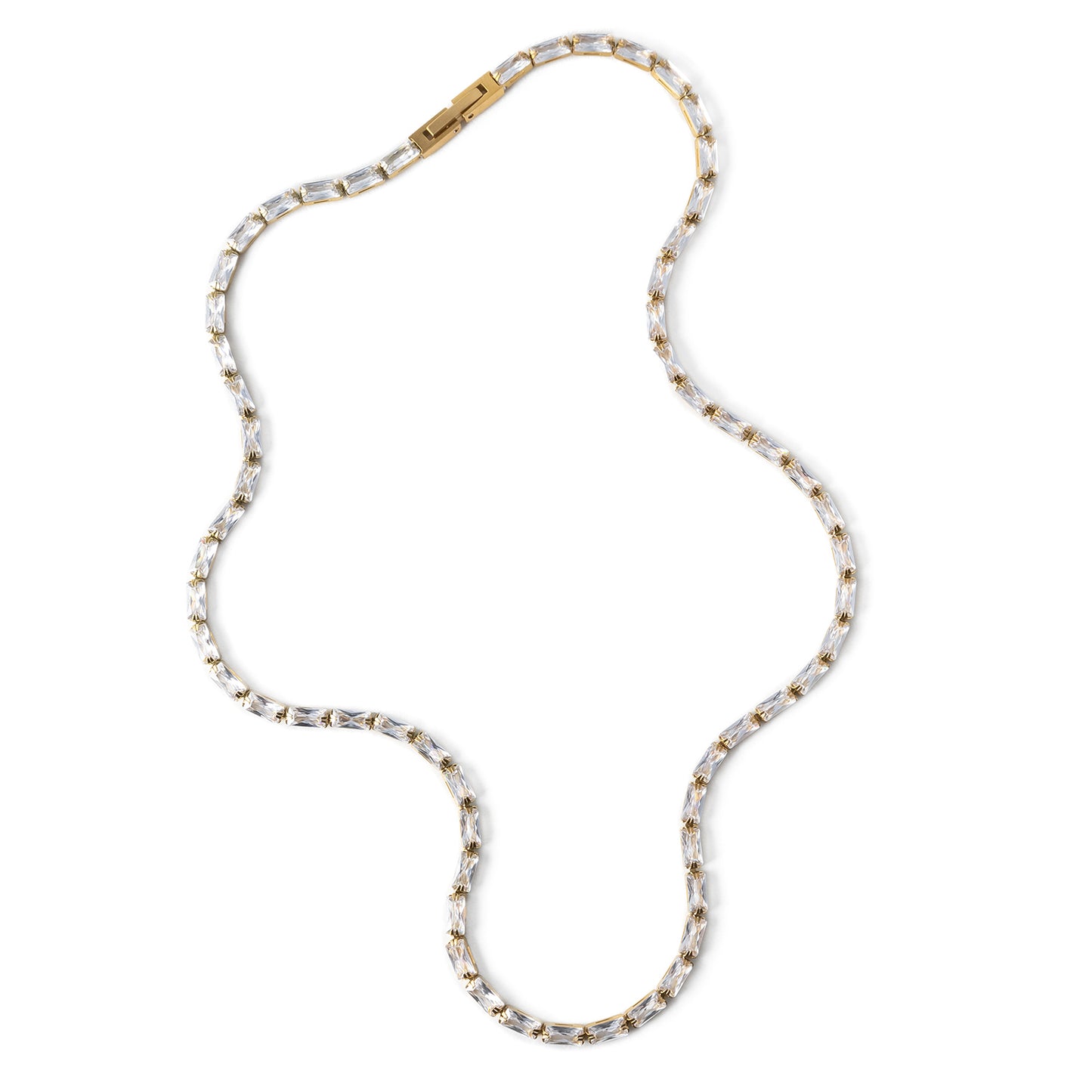 Rectangular Tennis Necklace- Clear