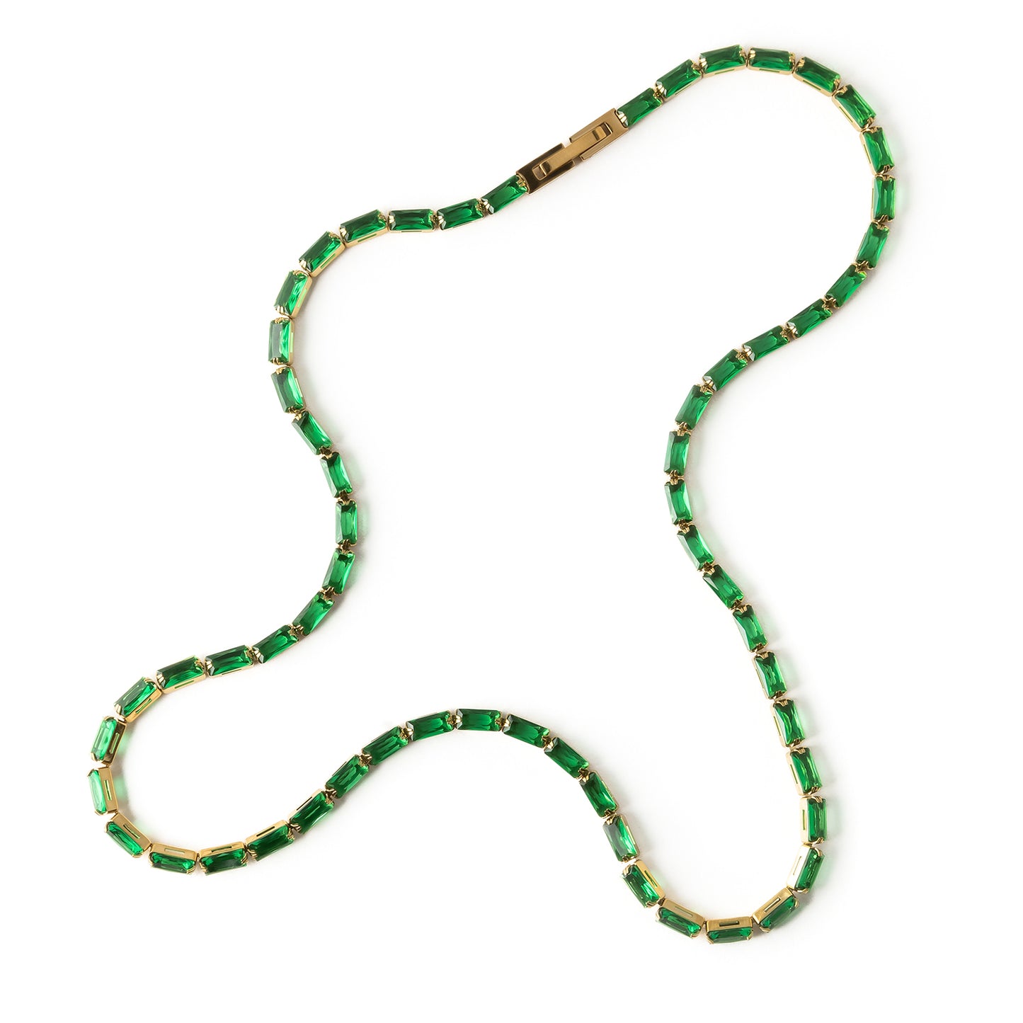 Rectangular Tennis Necklace- Green