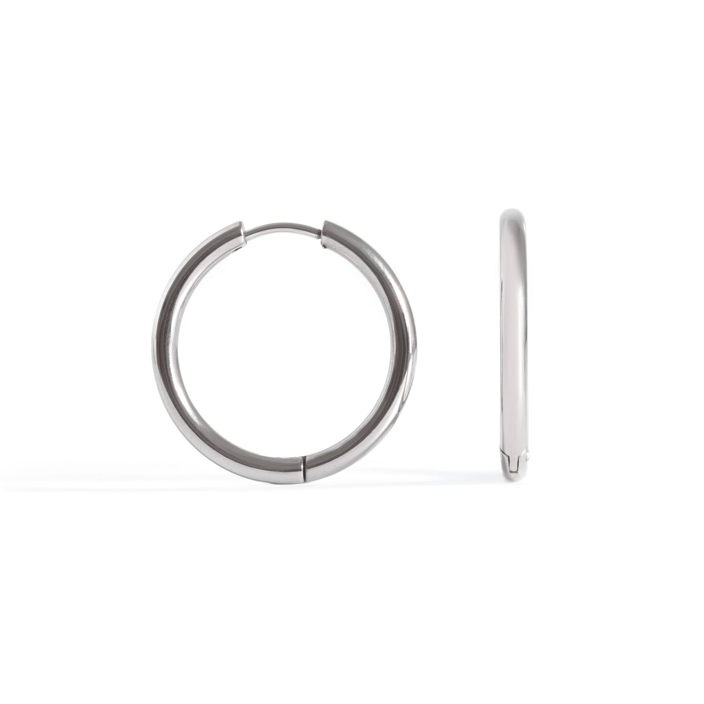 Silver Feather Hoop Earrings l