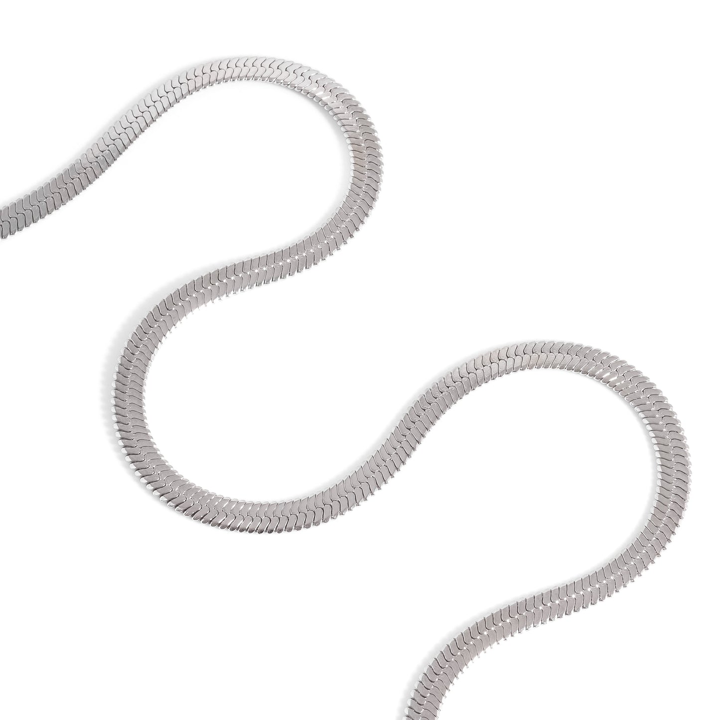 Silver Thick Herringbone Chain Necklace