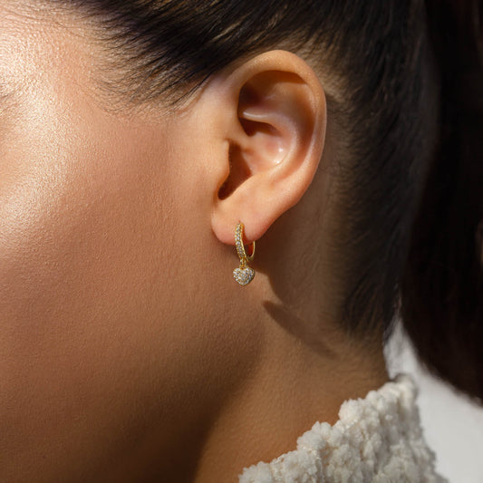 Solid Pave Heart Huggie Earrings 1