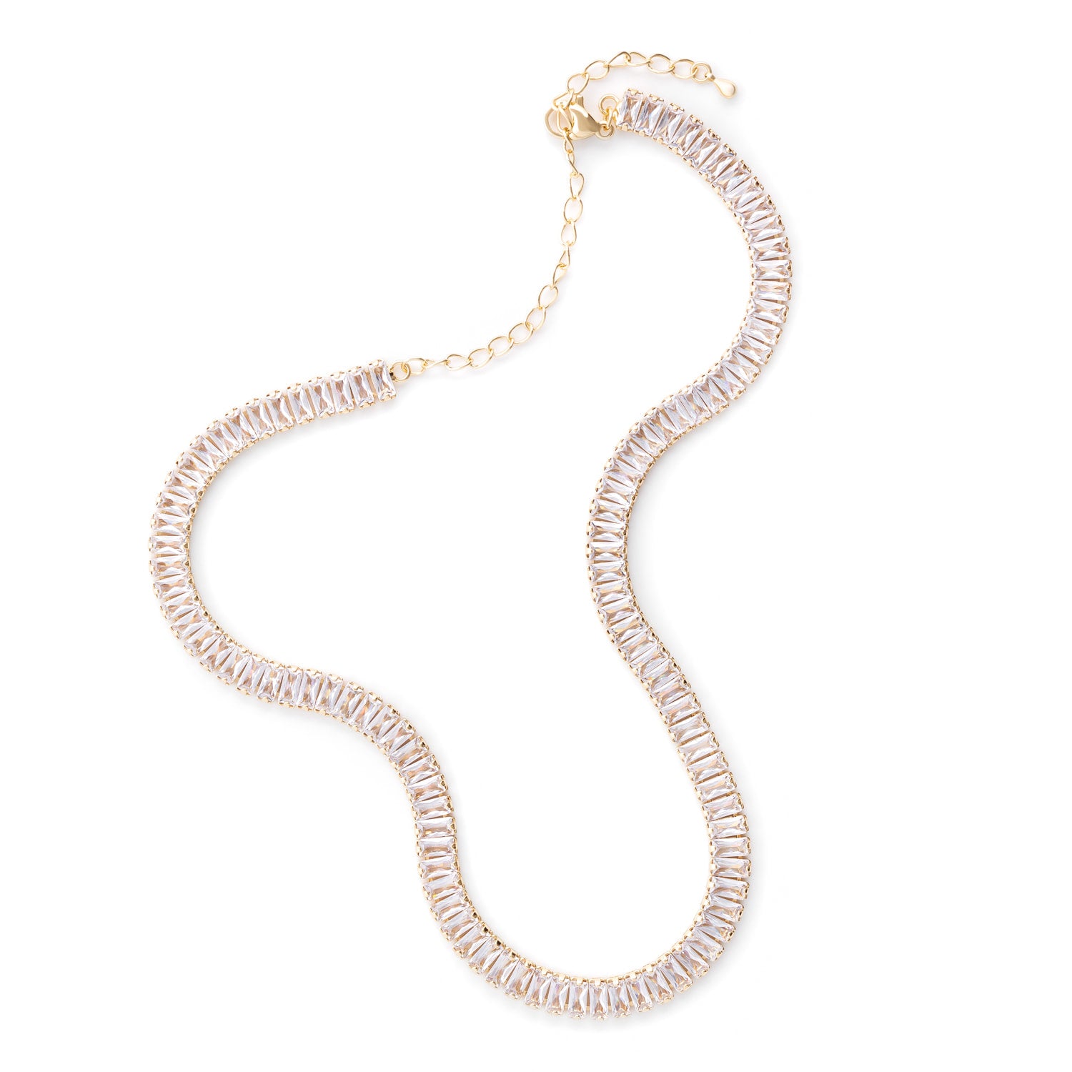 Baguette Tennis Necklace - Clear