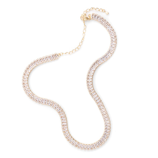 Baguette Tennis Necklace - Clear