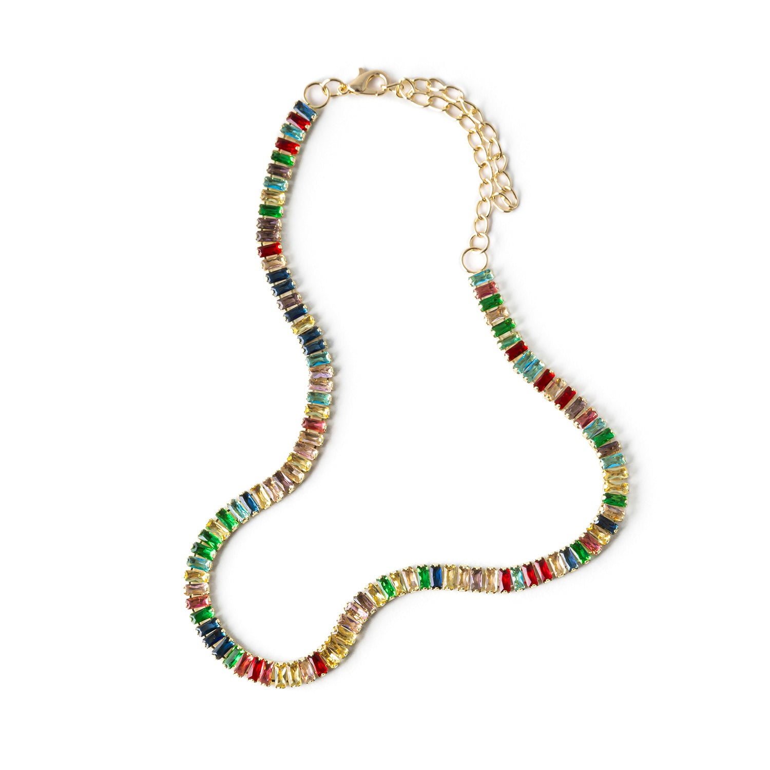 Baguette Tennis Necklace - Multicolor