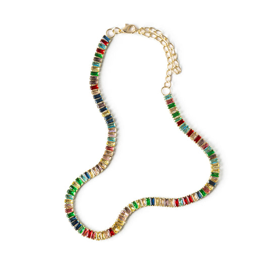 Baguette Tennis Necklace - Multicolor