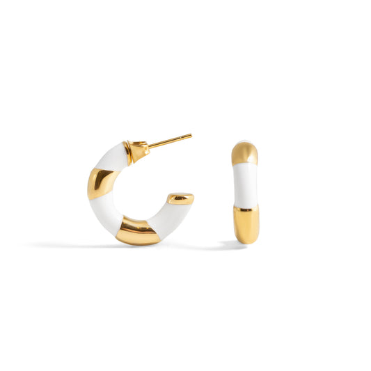 Bamboo Hoop Earrings - White