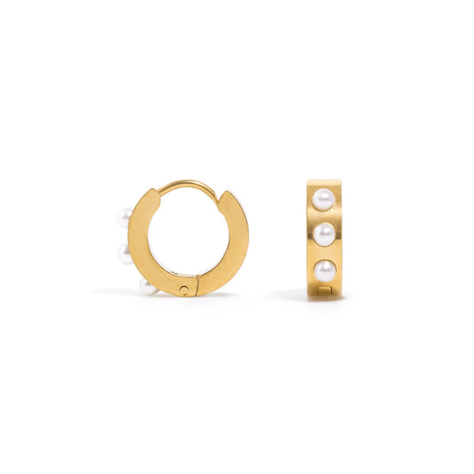 Bold Pearl Hoop Earrings