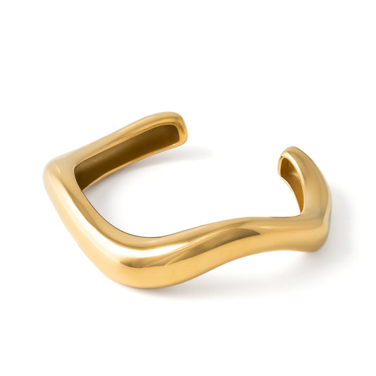 Dome Figure Cuff Bracelet - Gold