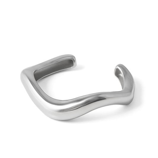 Dome Figure Cuff Bracelet - Silver