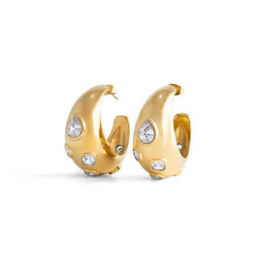 Dome Statement Hoop Earrings - Clear