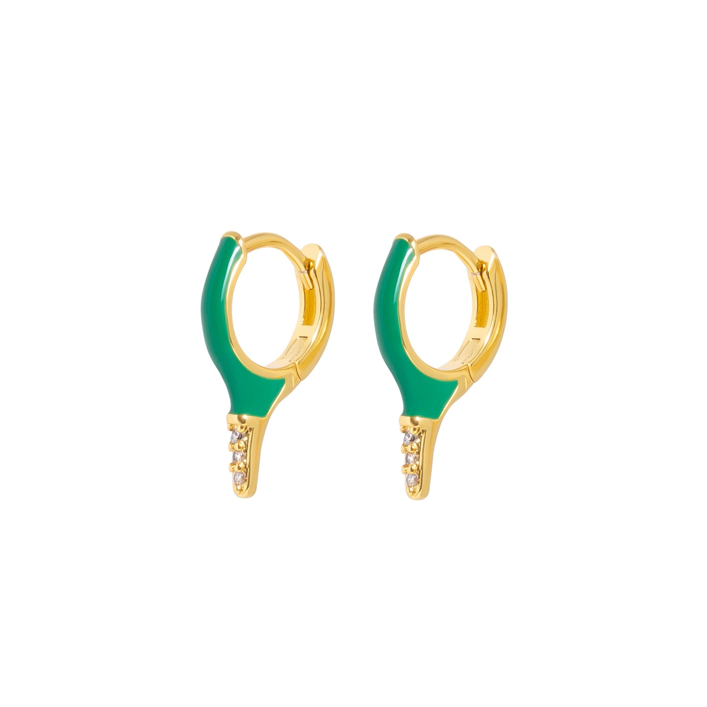 Enamel Hoop Earrings - Emerald