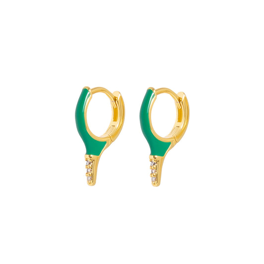 Enamel Hoop Earrings - Emerald