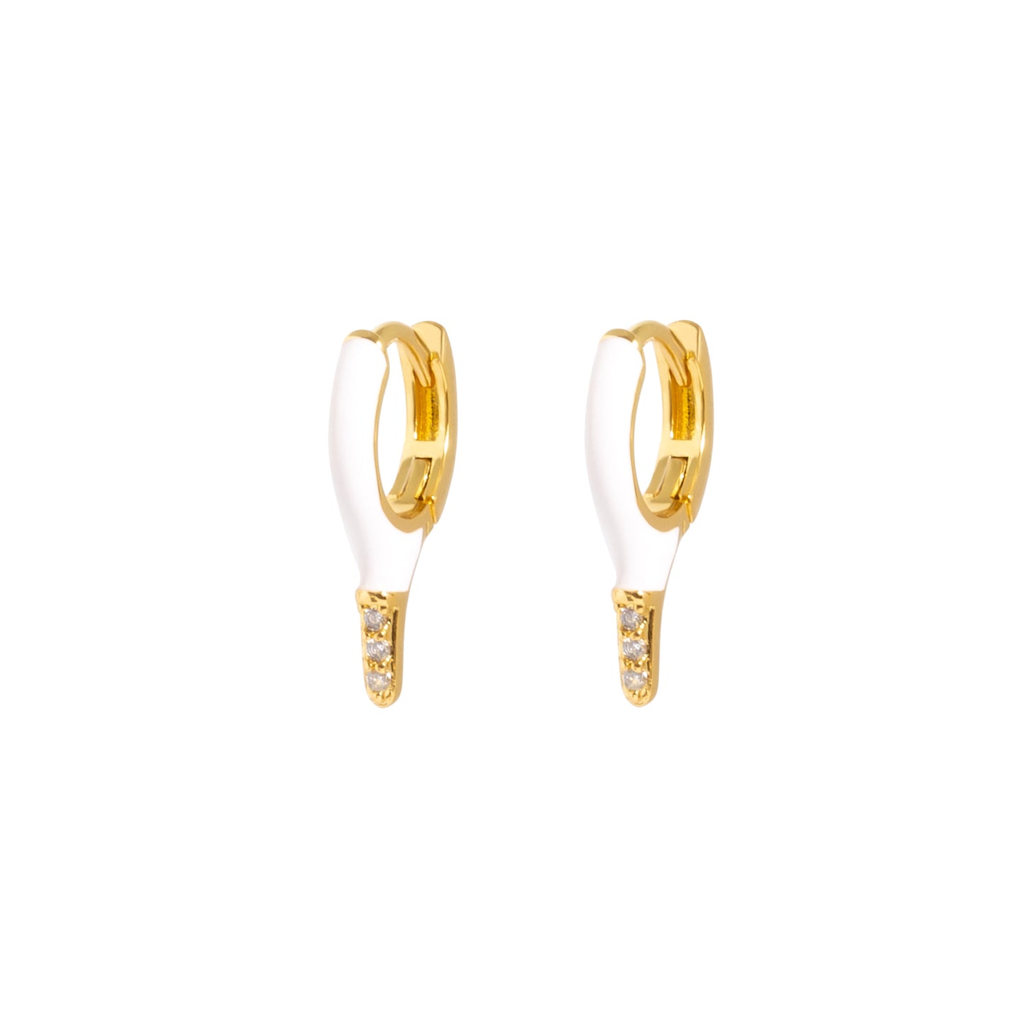 Enamel Hoop Earrings - White