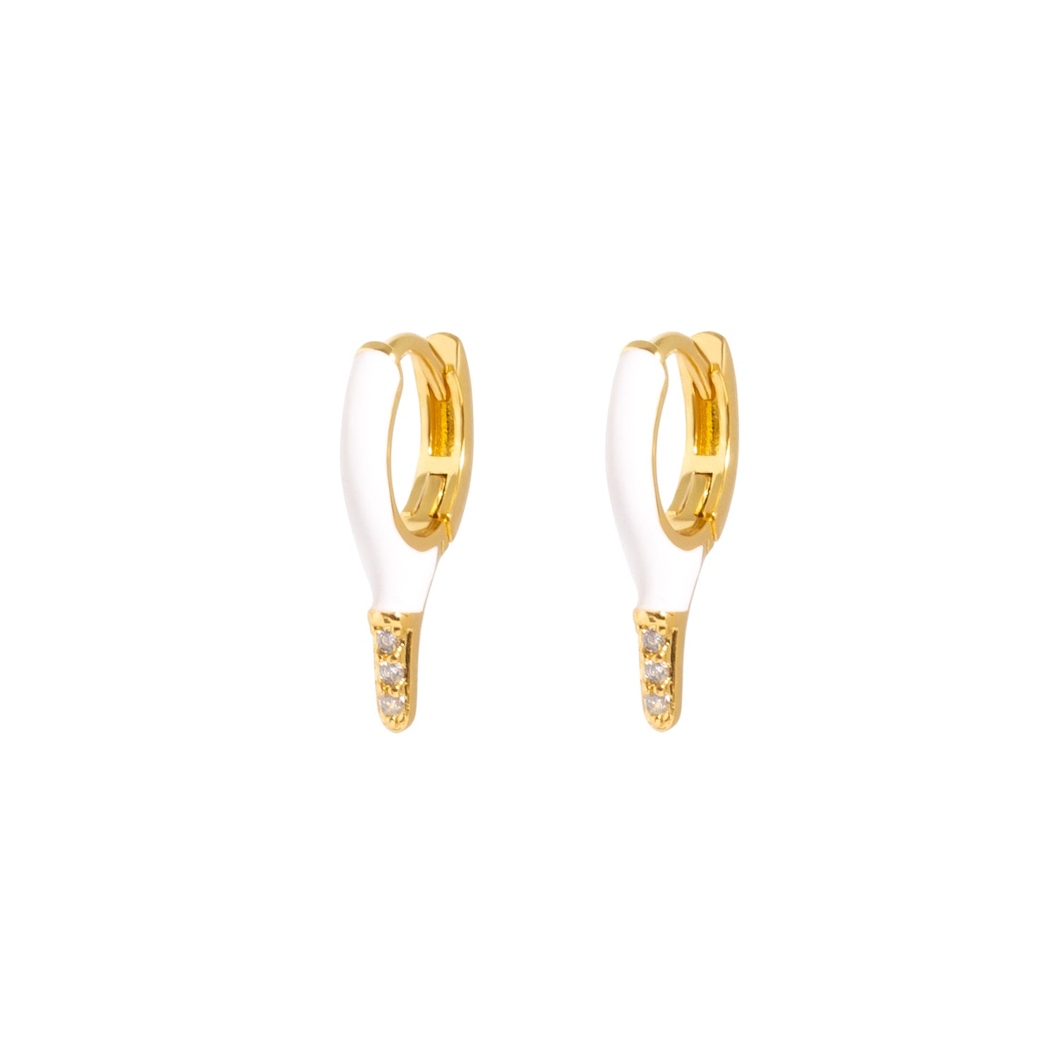 Enamel Hoop Earrings - White
