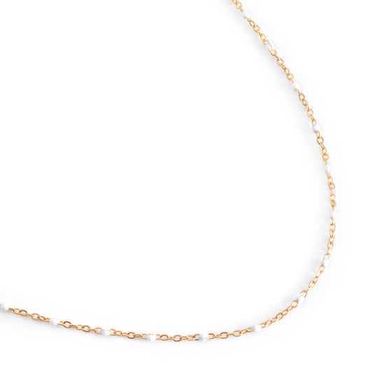 Enamel Link Necklace - White