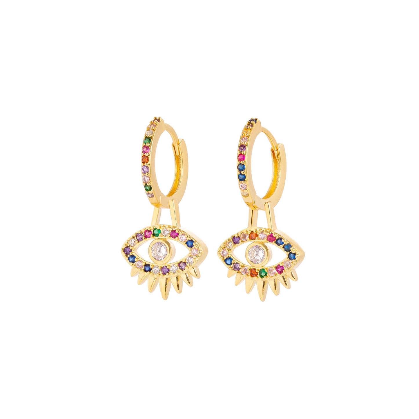 Evil Eye Multicolor Huggie Earrings