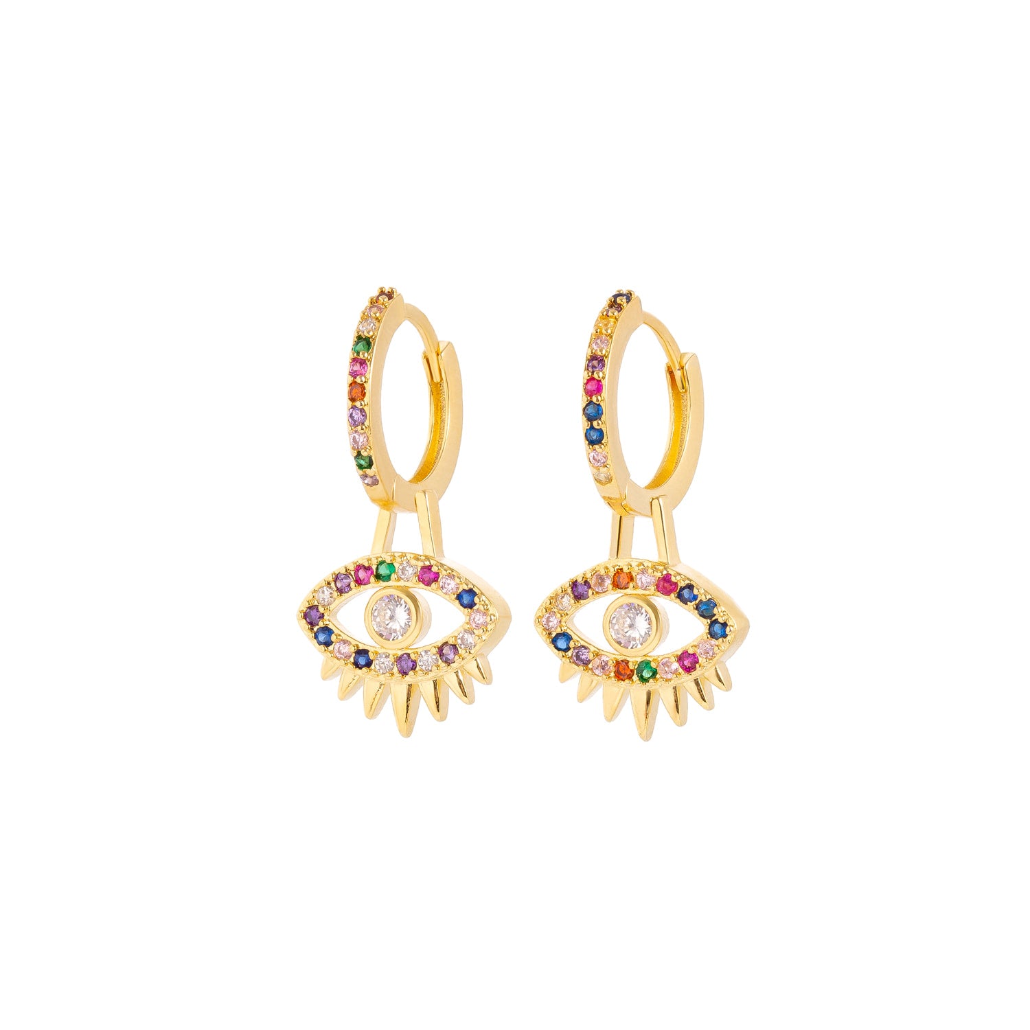 Evil Eye Multicolor Huggie Earrings