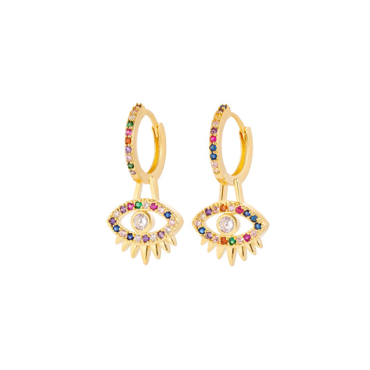 Evil Eye Multicolor Huggie Earrings