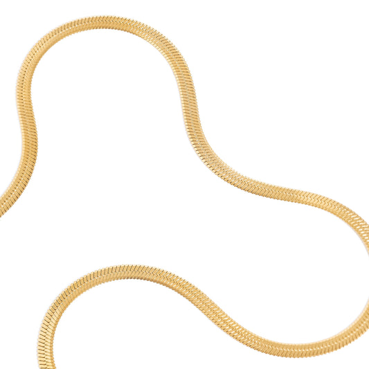 Gold Thick Herringbone Chain Necklace