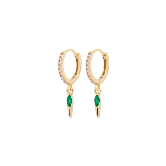 Icicle Hoop Earrings - Emerald