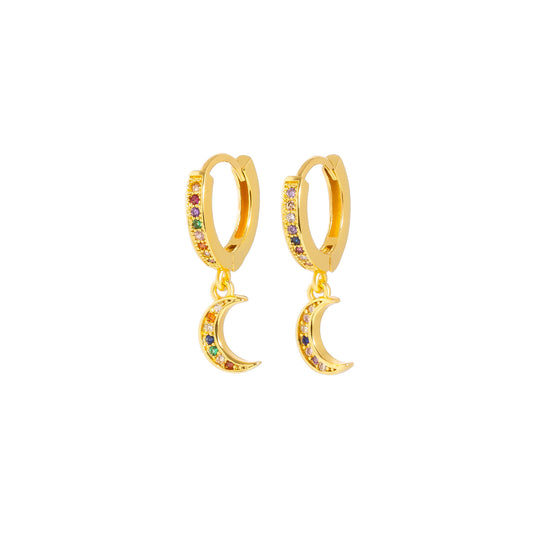 Moon Multicolor Huggie Earrings