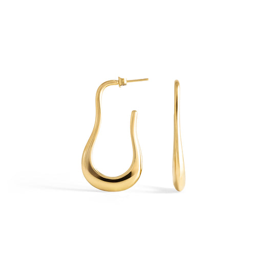 Organic Dome U Hoop Earrings - Gold