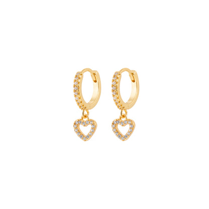 Pave Heart Huggie Earrings
