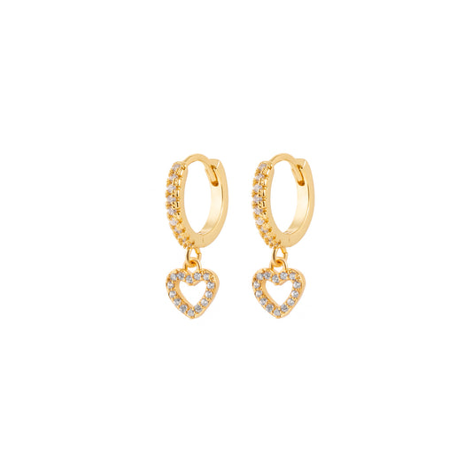 Pave Heart Huggie Earrings