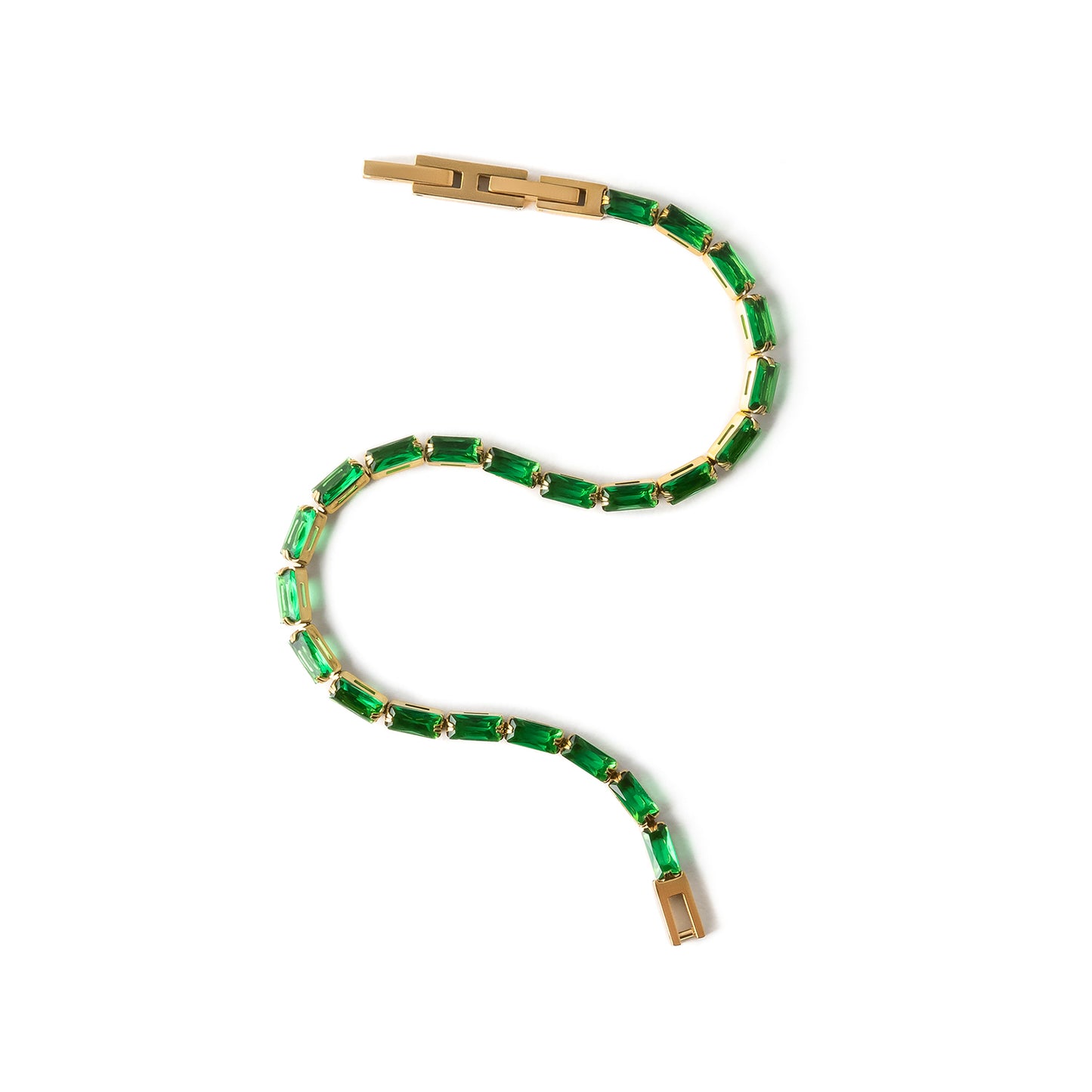 Rectangular Tennis Bracelet- Green