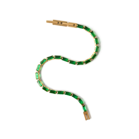 Rectangular Tennis Bracelet- Green