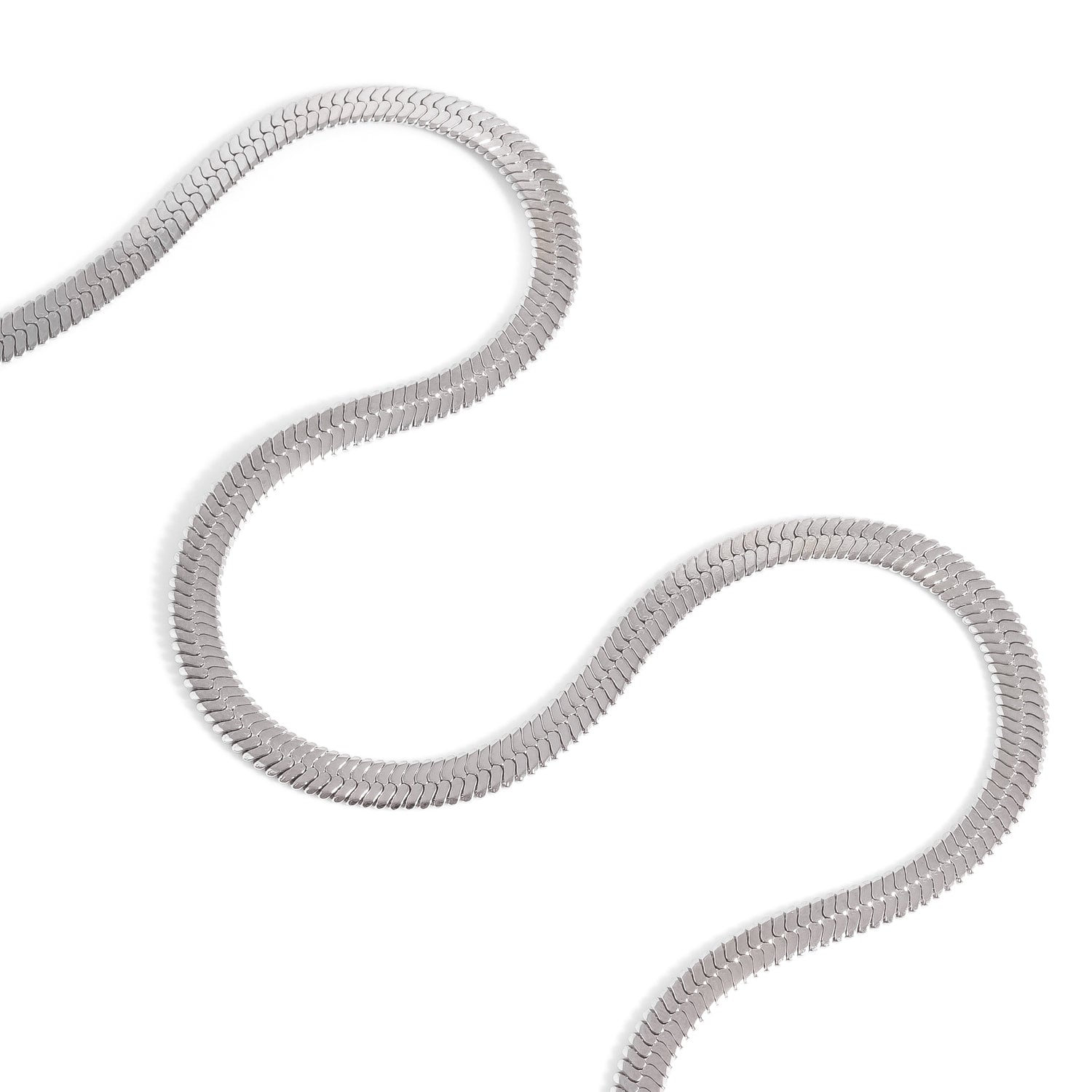 Silver Thick Herringbone Chain Necklace