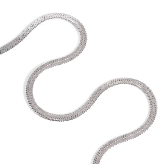 Silver Thick Herringbone Chain Necklace