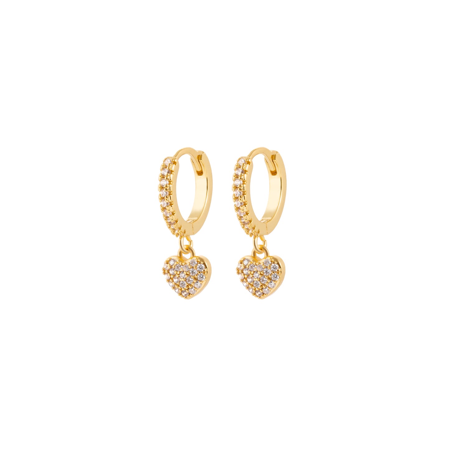 Solid Pave Heart Huggie Earrings