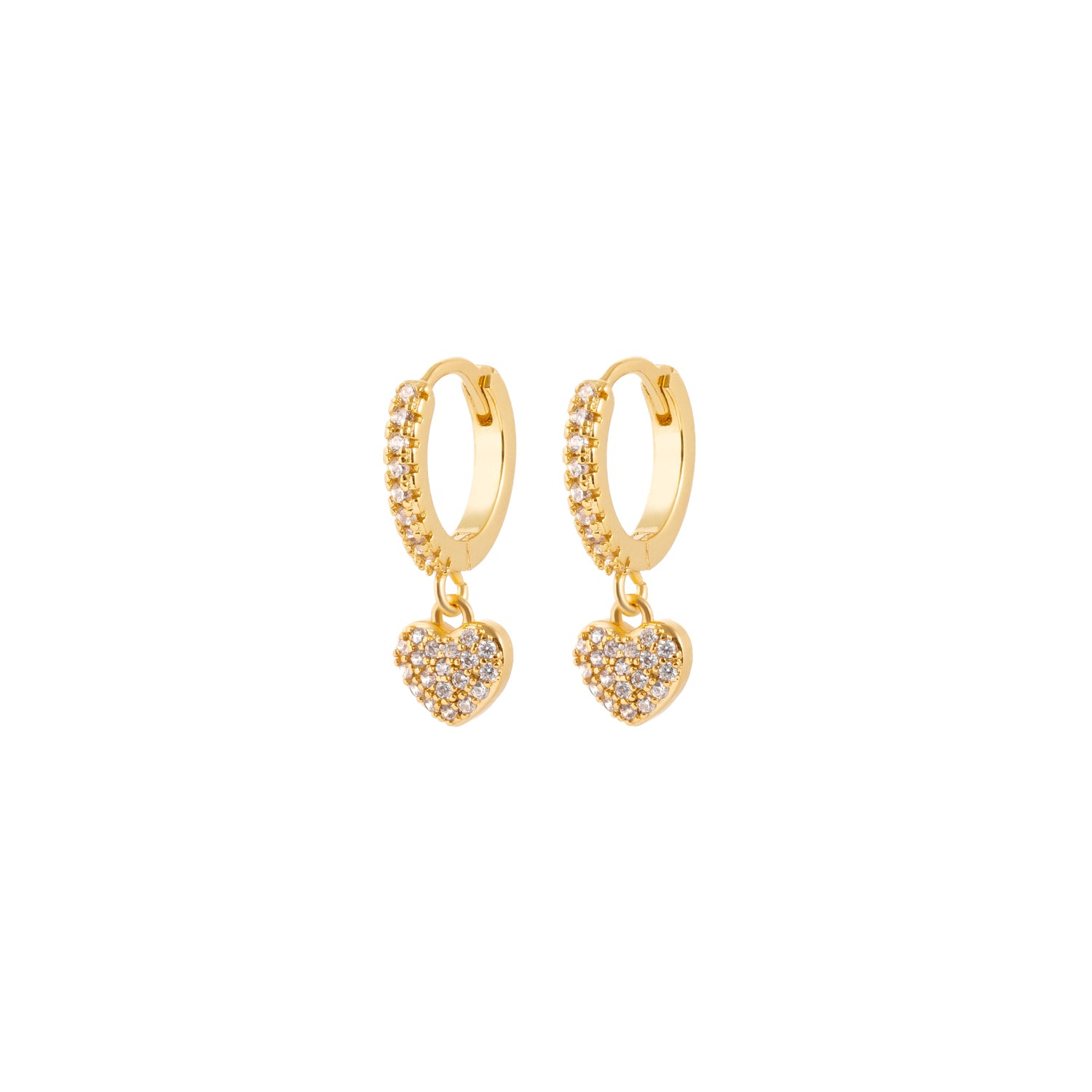 Solid Pave Heart Huggie Earrings