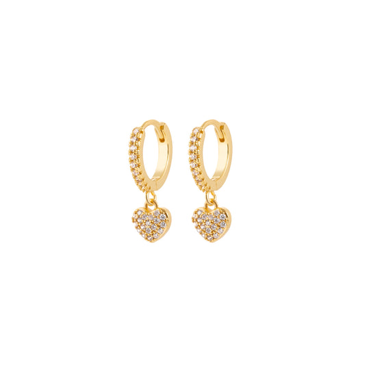 Solid Pave Heart Huggie Earrings