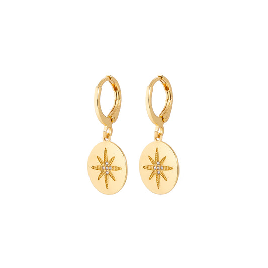 Star Coin Huggie Earrings